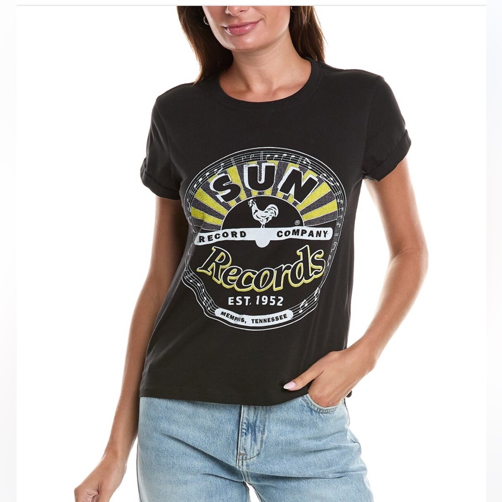 Recycled Karma NWOT SUN RECORDS Yellow and Black Short Sleeve Tee